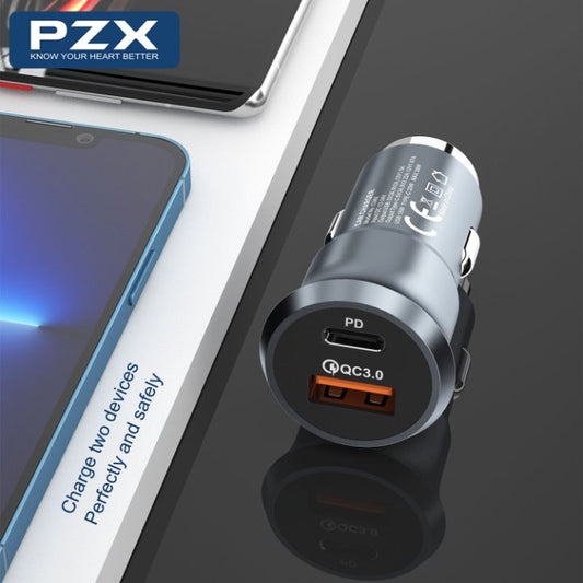 PZX C960S Car Charger – Dual USB Fast Charging Adapter (PD + QC 3.0) 45 Watt