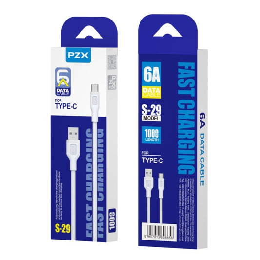 PZX S29 Type-C Fast Charging Data Cable – 6A, 1 Meter