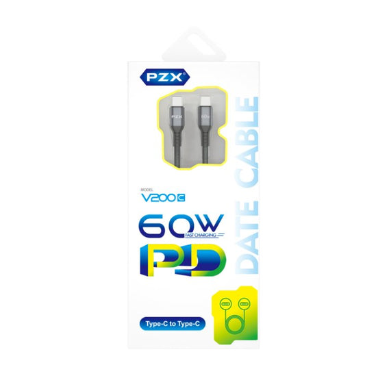 PZX V200C USB-C to USB-C Fast Charging Cable – 60W PD | Braided Nylon