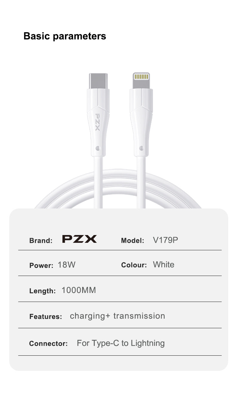 1m High Quality USB Type-C to Lightning Cable Apple MFi Data Sync Cables - V179P