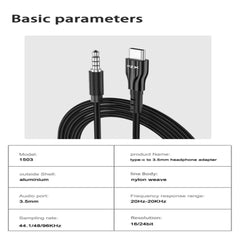 Aux Cable to Type C 1000mm - 1503